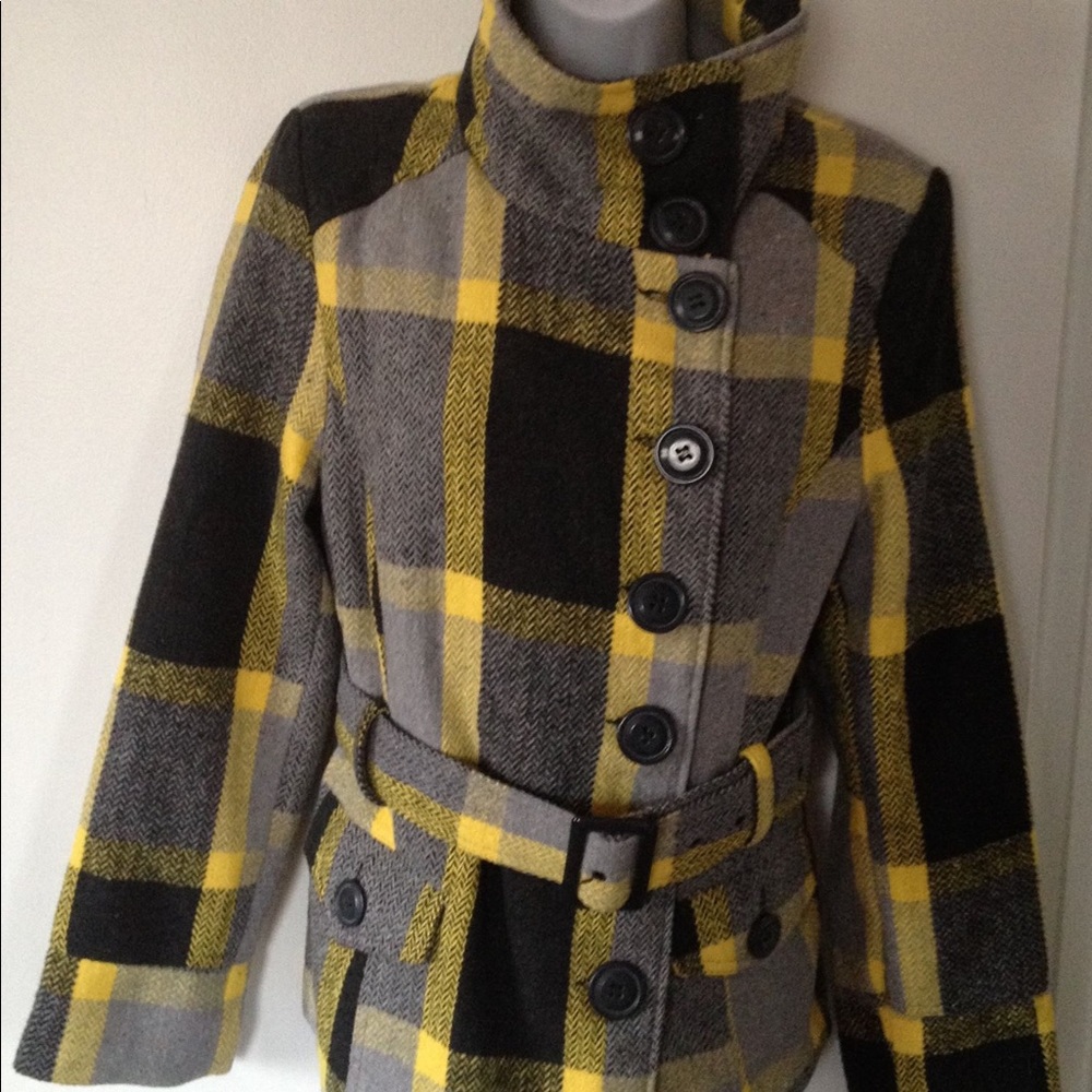 Last Kiss Women's Plaid Dress Jacket w/Belt - Picture 2 of 8